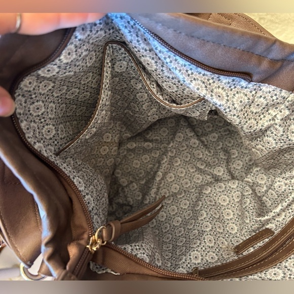 Moda Luxe Expresso brown M/L handbag faux leather abstract herringbone design. J - Picture 4 of 11